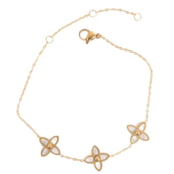 Armbånd med blomst, MOP, Gull