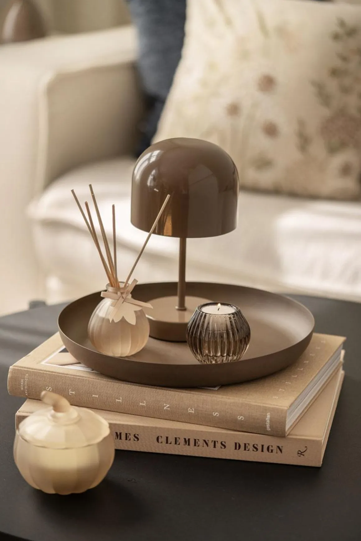 Bordlampe Napoli oppladbar 24 cm mørk beige