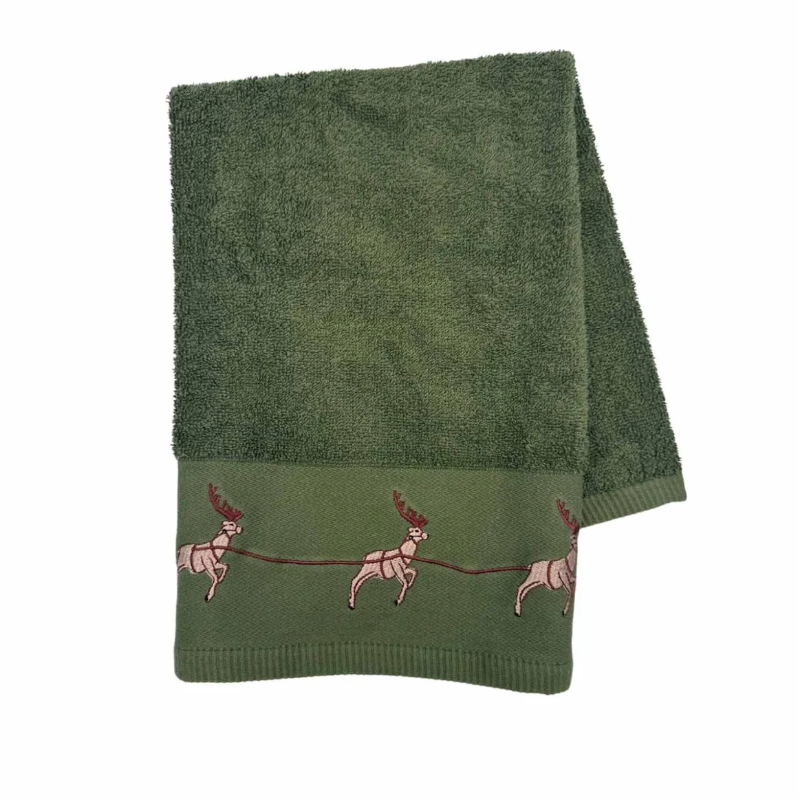 Gjestehåndkle reinsdyr grønn