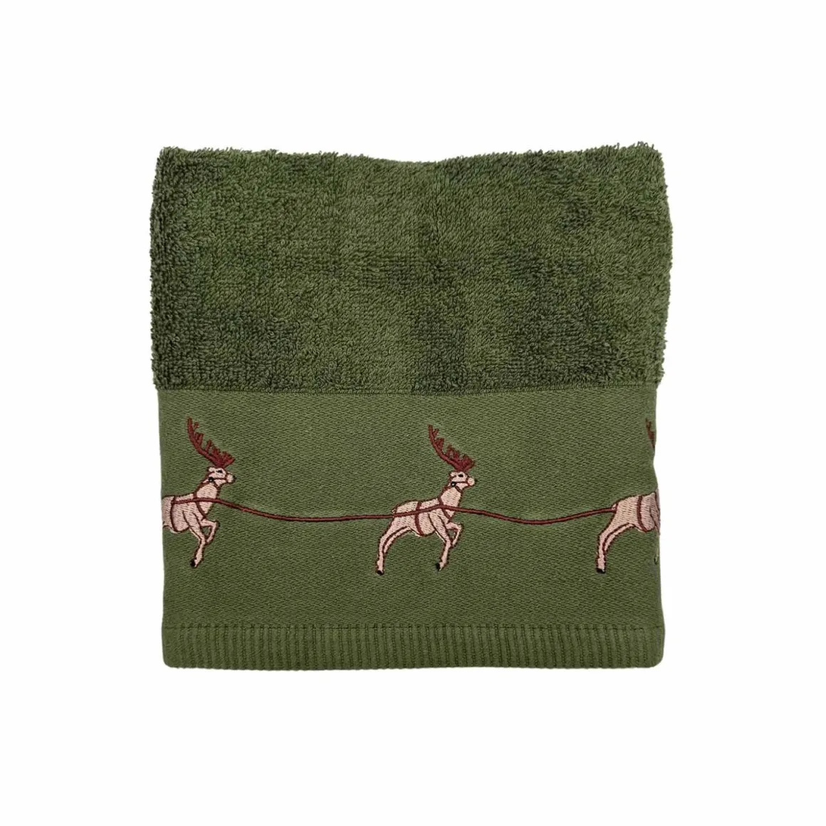 Gjestehåndkle reinsdyr grønn