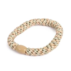 Hårstrikk Glitter Pistasj/gull/beige perle