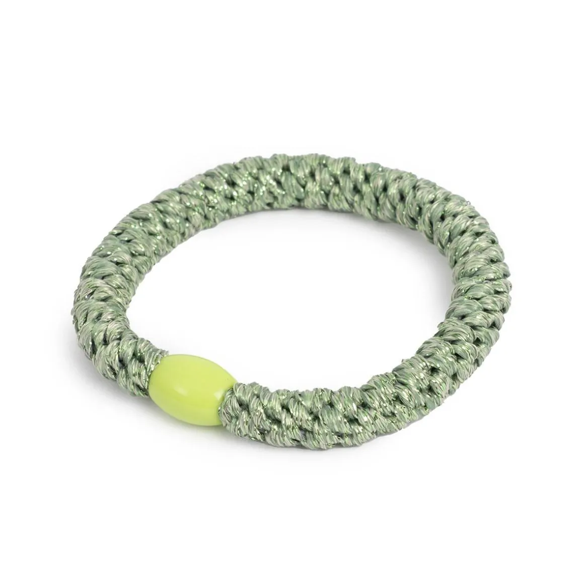 Hårstrikk Glitter salvie grønn m/oliven perle