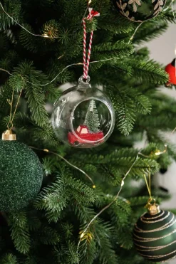 Julekule Bil i glasskule rød