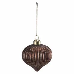 Julekule dråpe rille brun