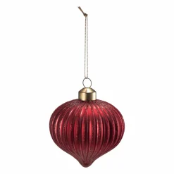 Julekule dråpe rille rød