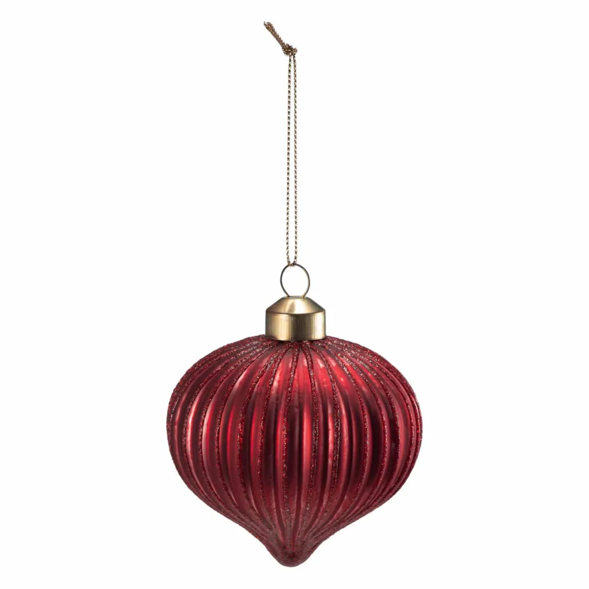 Julekule dråpe rille rød