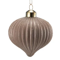 Julekule dråpe rille rosa