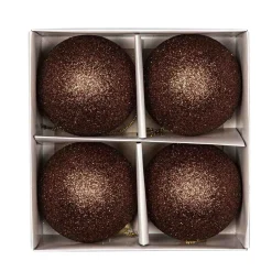 Julekule glitter 4 pack Brun