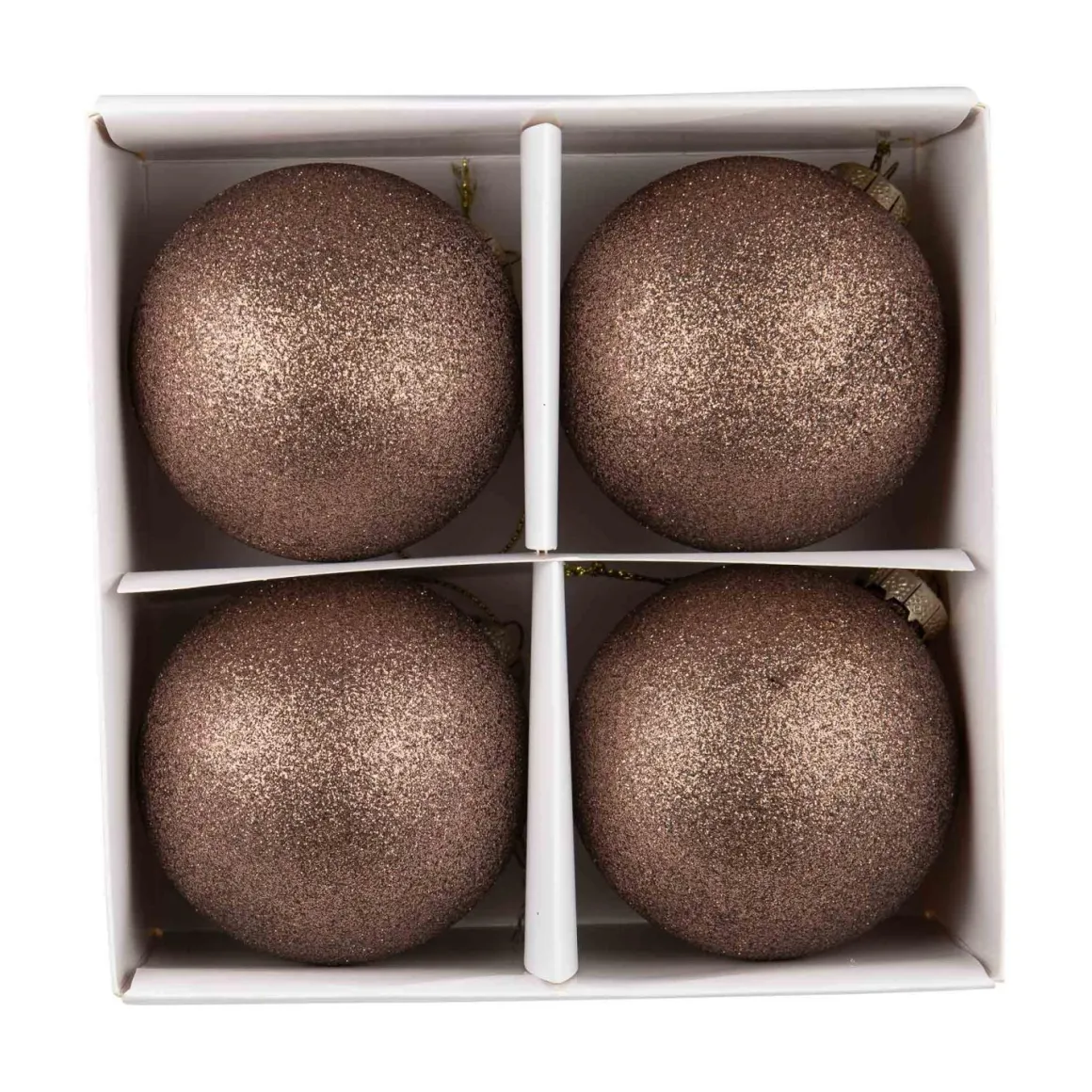 Julekule glitter 4 pack brun