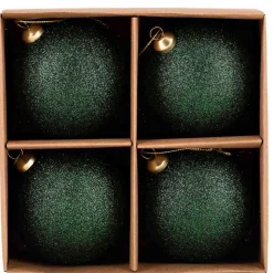 Julekule glitter 4pk grønn