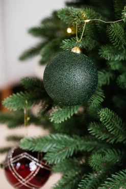 Julekule glitter 4pk grønn