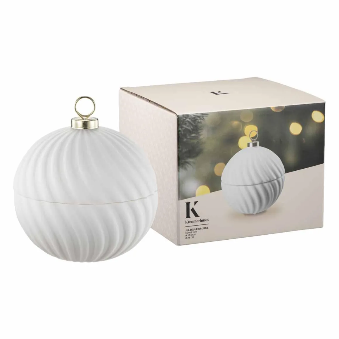 Julekule krukke hvit