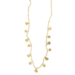 Korte kjede med hjerte-charms, Gull