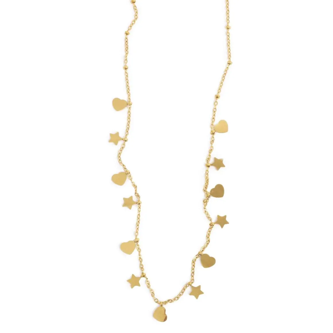 Korte kjede med hjerte-charms, Gull