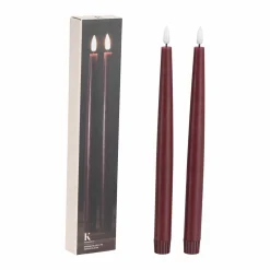 Kronelys LED 2 pk 26,5 cm bordeaux