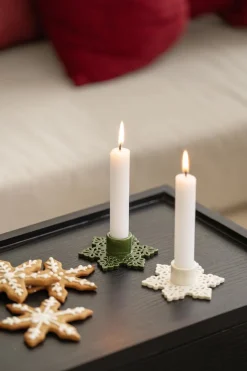 Kronelysestake Snøflak 2,7 cm hvit