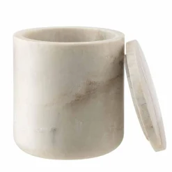 Krukke med lokk marmor beige