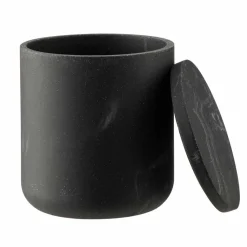 Krukke med lokk marmor sort