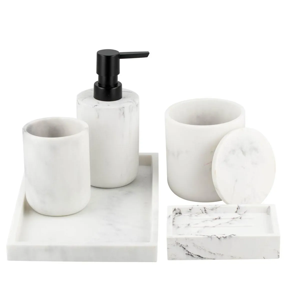 Krukke m/lokk Marmor