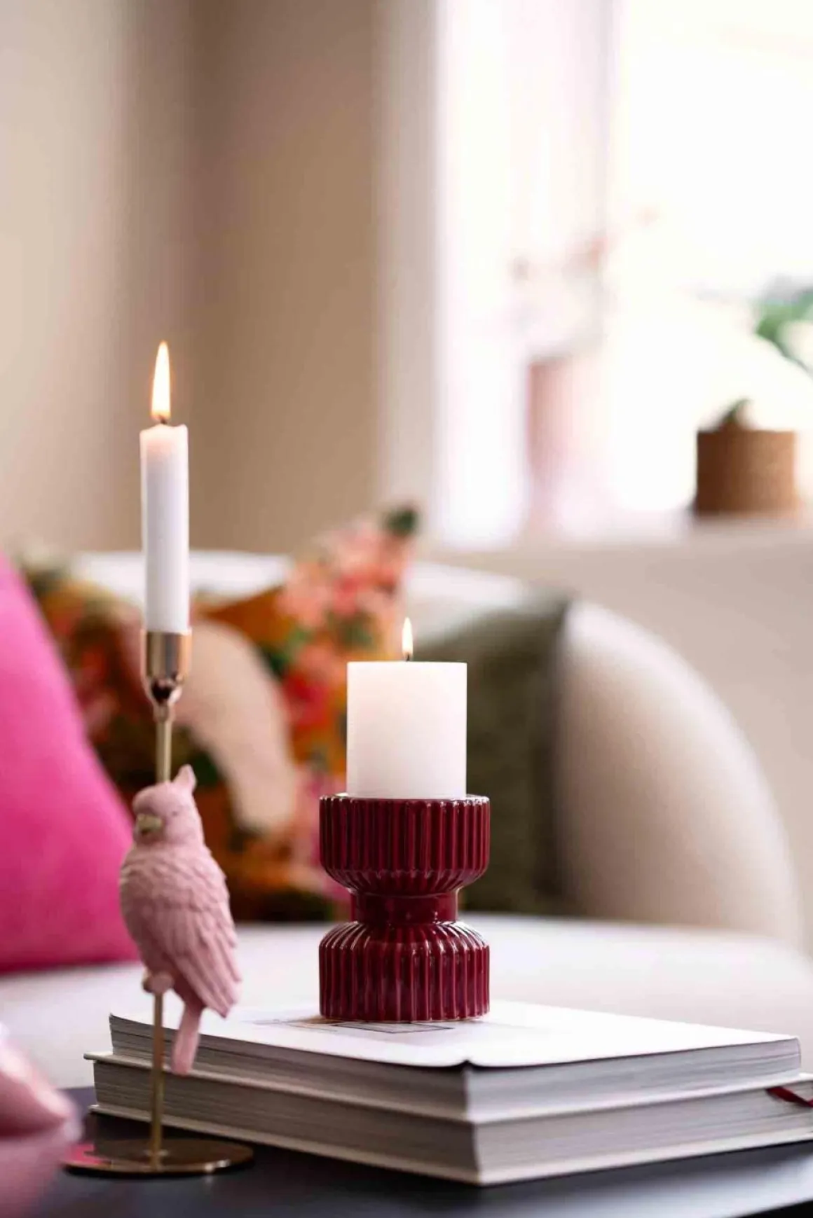 Kubbelys 100% stearin 10cm hvit