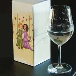 Lykketegning - Å ha en venn, Rødvinsglass 625 ml