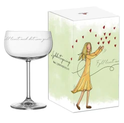 Lykketegning - Fyll livet med det som godt er, Champagneglass 35 cl
