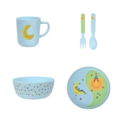 Lykketegning - God morgen/ God natt Barnesett 35 cl blå