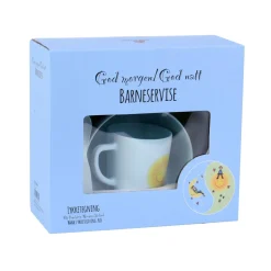 Lykketegning - God morgen/ God natt Barnesett 35 cl blå
