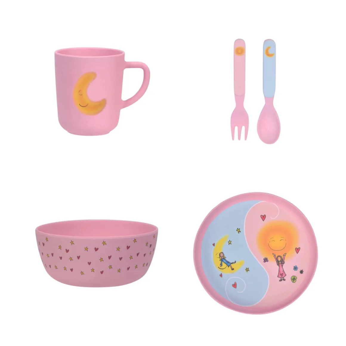 Lykketegning - God morgen/ God natt Barnesett 35 cl rosa