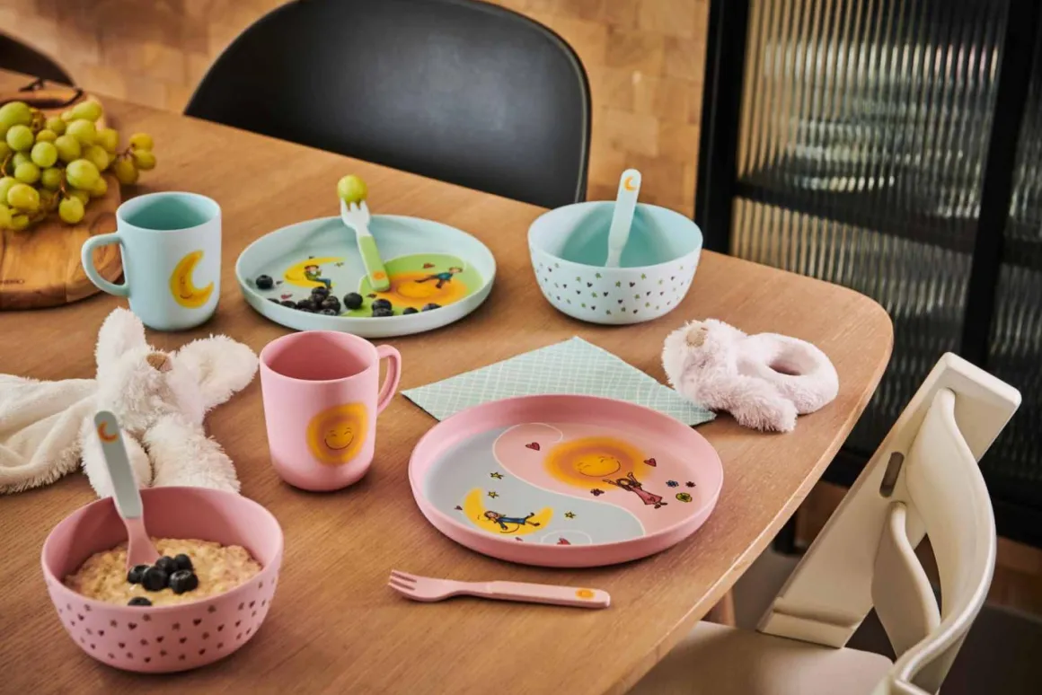 Lykketegning - God morgen/ God natt Barnesett 35 cl rosa