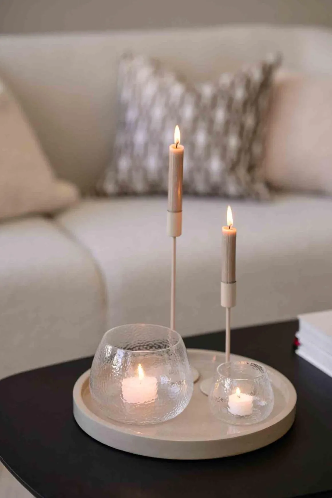 Lysestake Melina 28,5cm beige