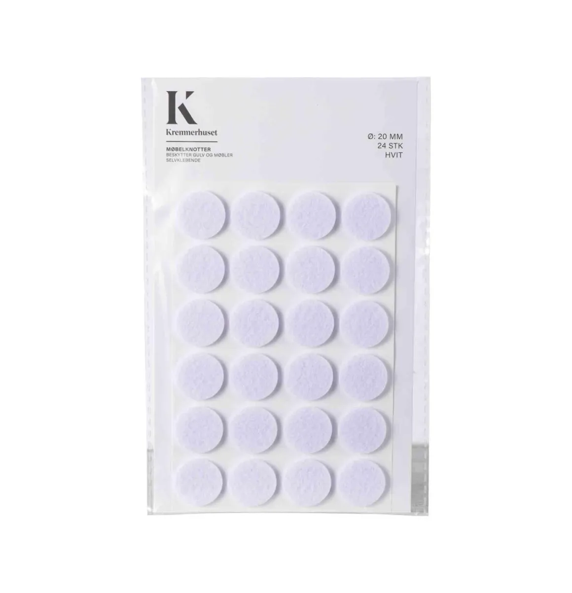 Møbelknotter Ø 20 mm hvit