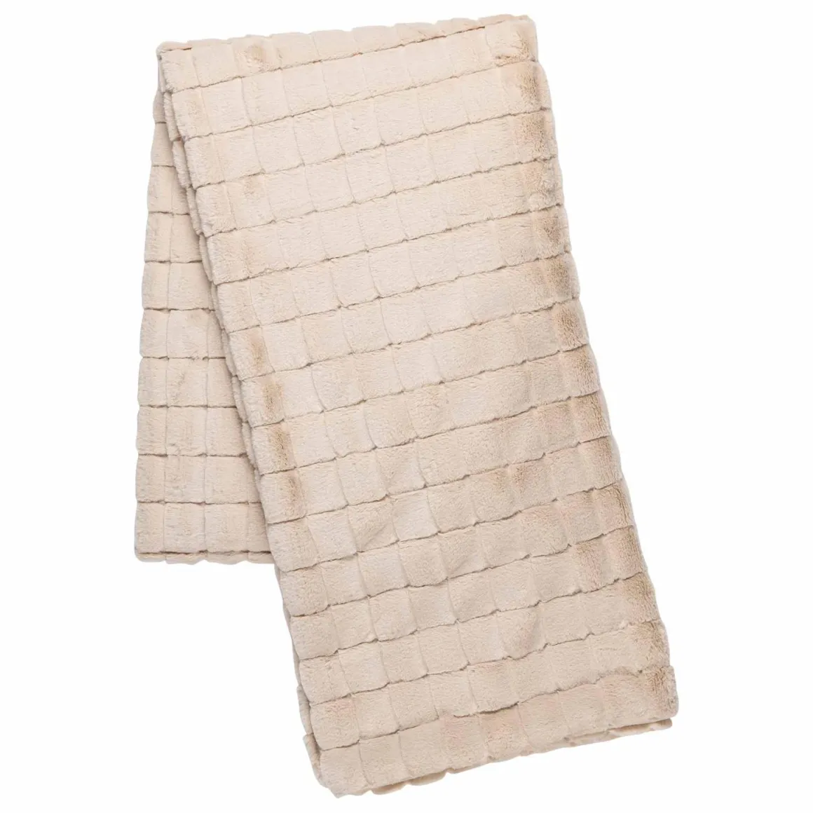 Pledd Faux fur ruter 130x170cm