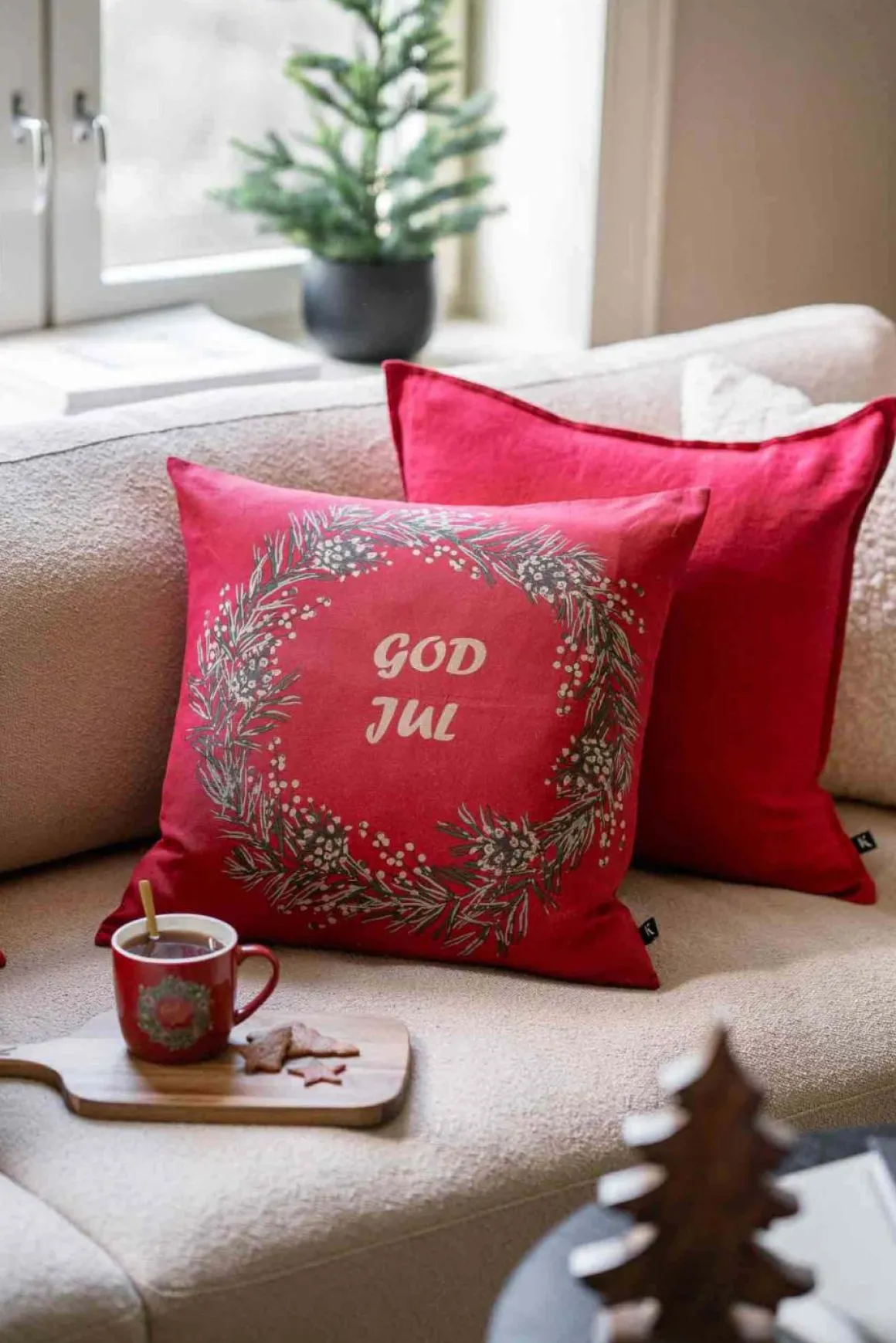 Putetrekk Dahlia rød