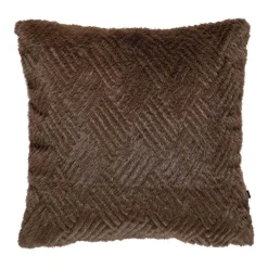 Putetrekk Faux fur grafisk 48x48cm brun