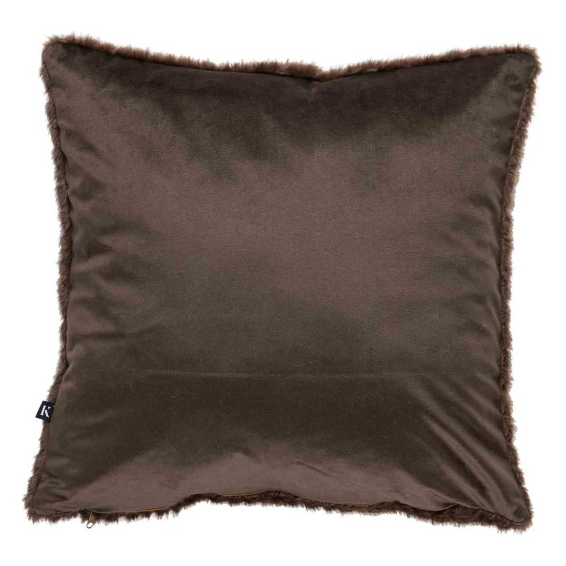 Putetrekk Faux fur grafisk 48x48cm brun