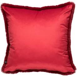 Putetrekk Faux fur 48x48cm rød
