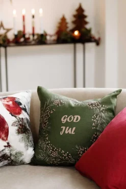 Putetrekk God Jul krans 48x48 cm grønn