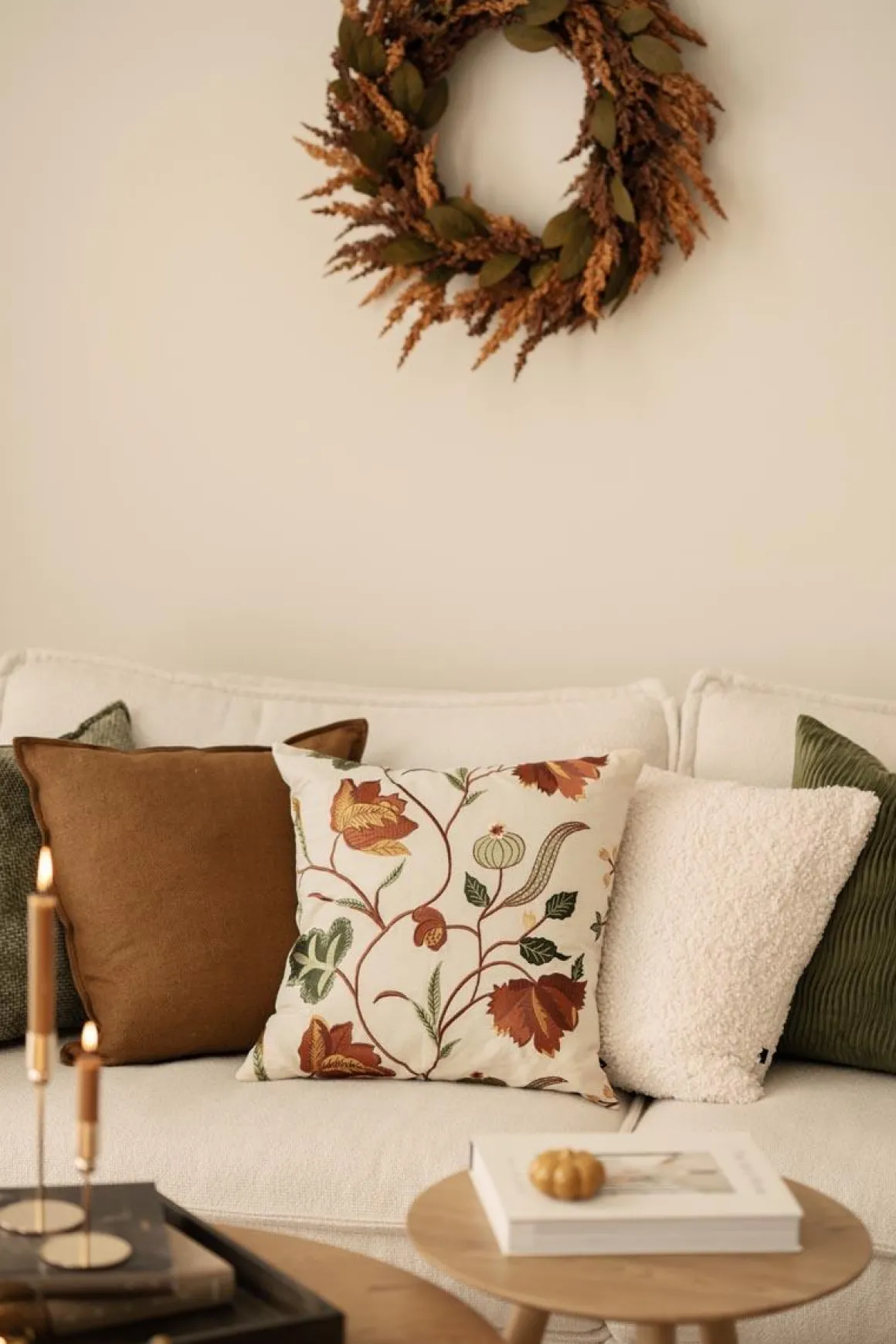 Putetrekk Herringbone 48x48cm brun