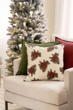 Putetrekk Herringbone 48x48cm rød