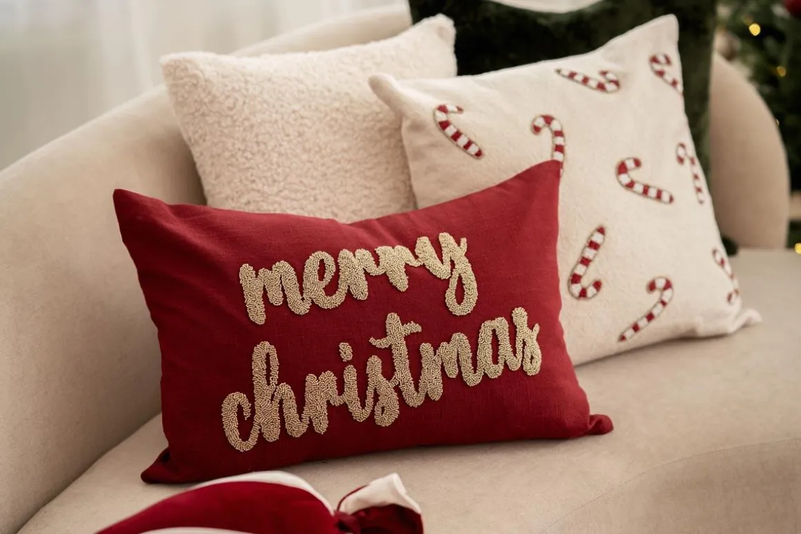 Putetrekk perler Merry Christmas 40x60cm