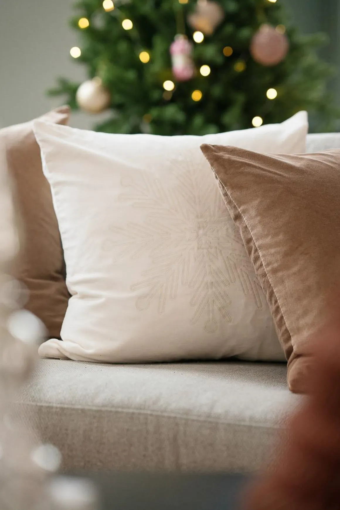 Putetrekk snøfnugg offwhite