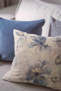 Putetrekk Velur Blå blomst 48x48 cm