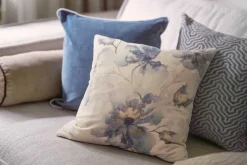 Putetrekk Velur Blå blomst 48x48 cm