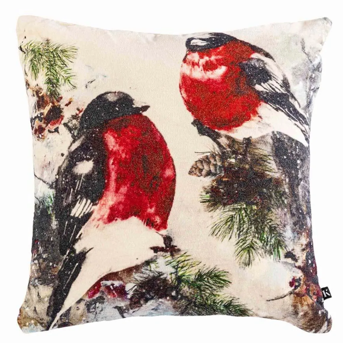 Putetrekk velur Dompap skog 48x48cm