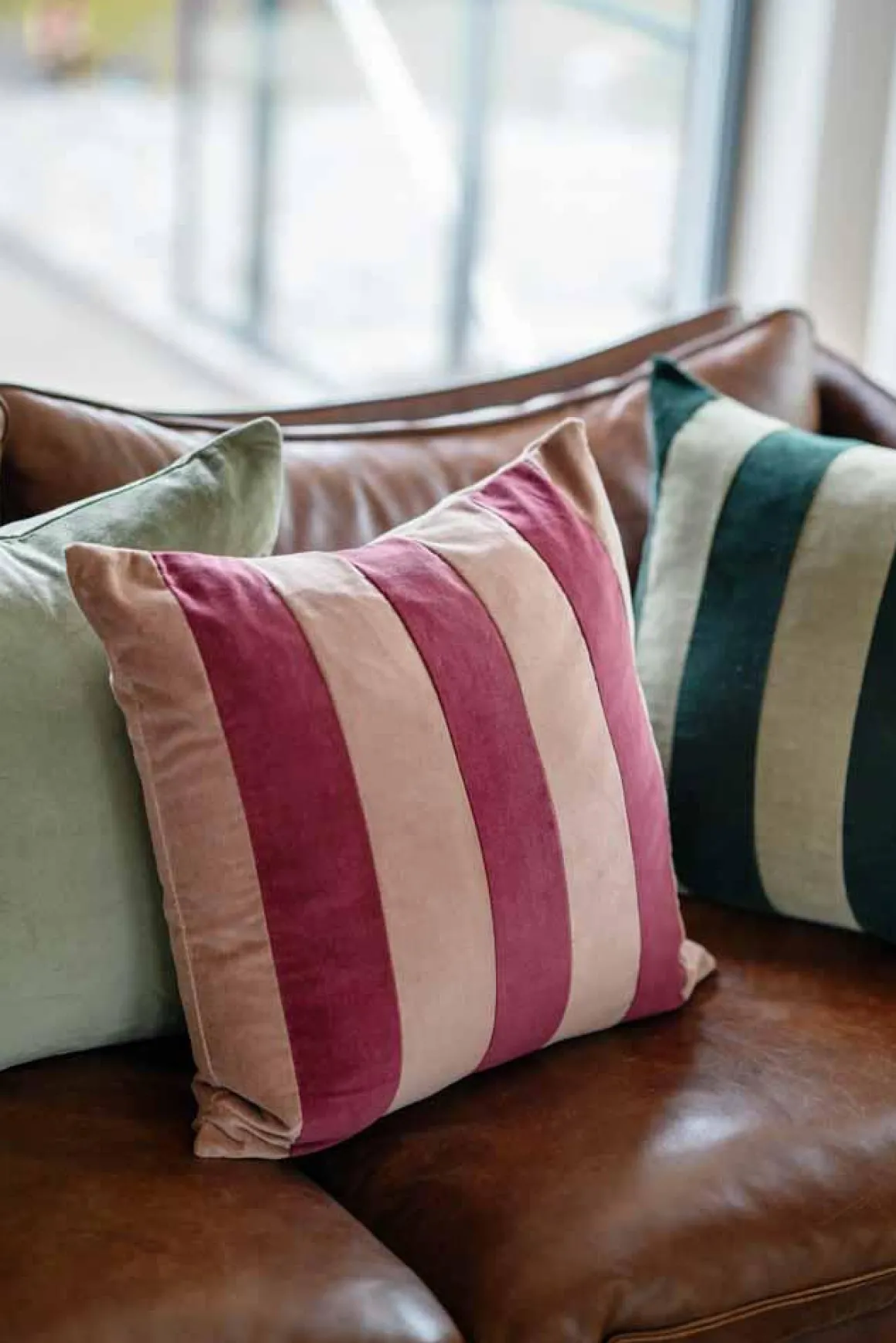 Putetrekk velur striper 48x48 cm, grønn