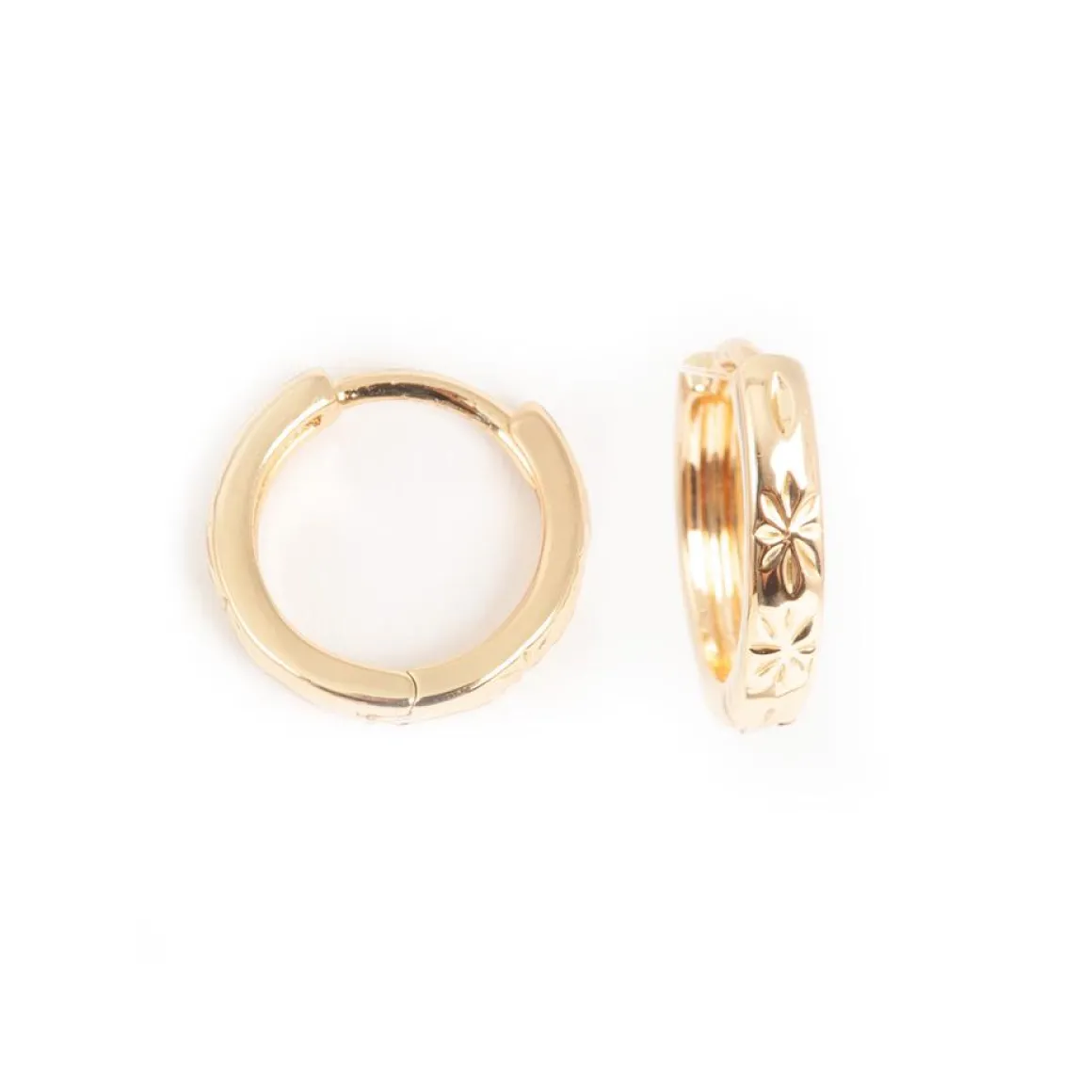 Øreringer, 13 mm, diamantmønster, Gull