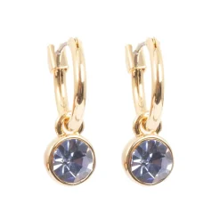 Øreringer med 6 mm violet sten, Gull