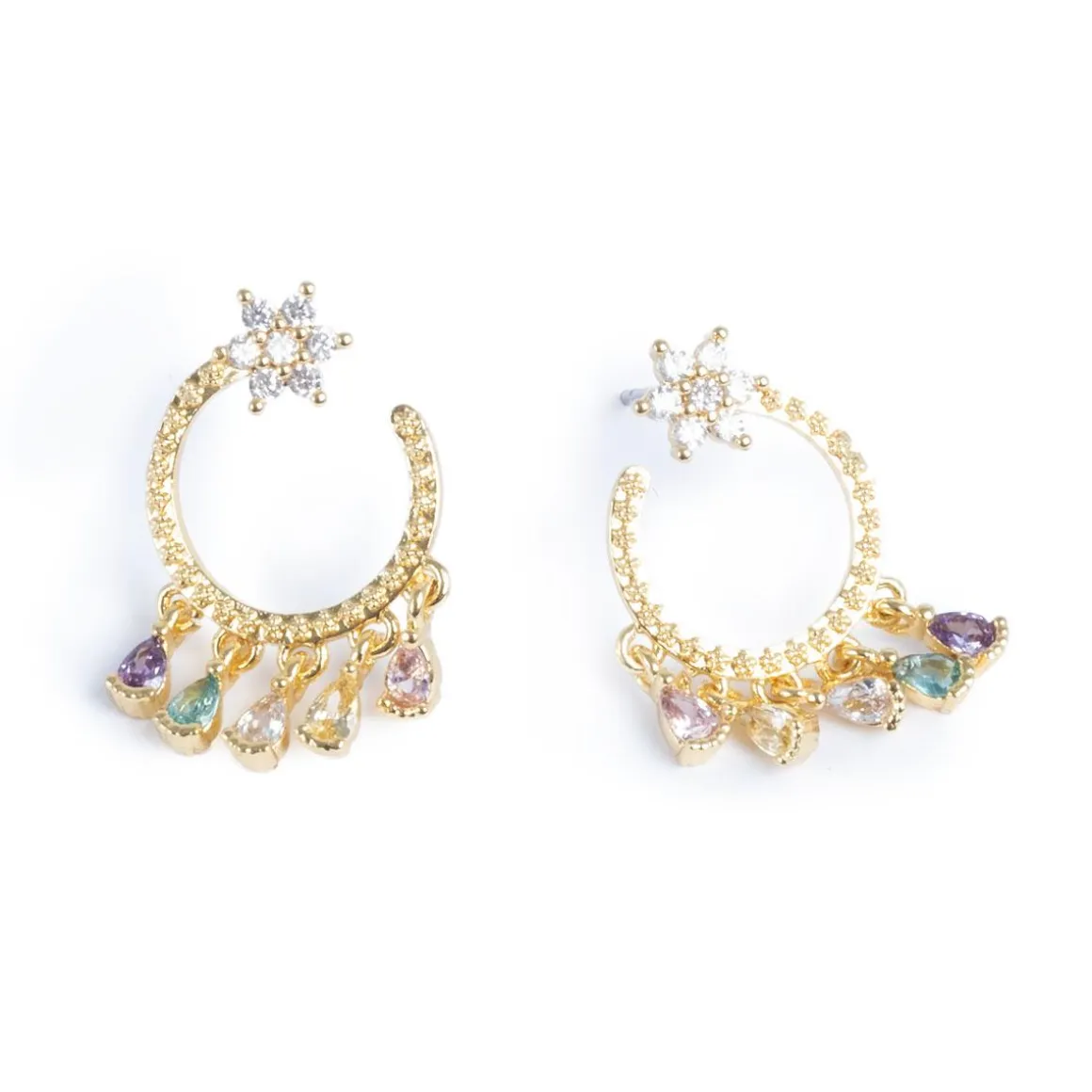 Øreringer med charm, Gull