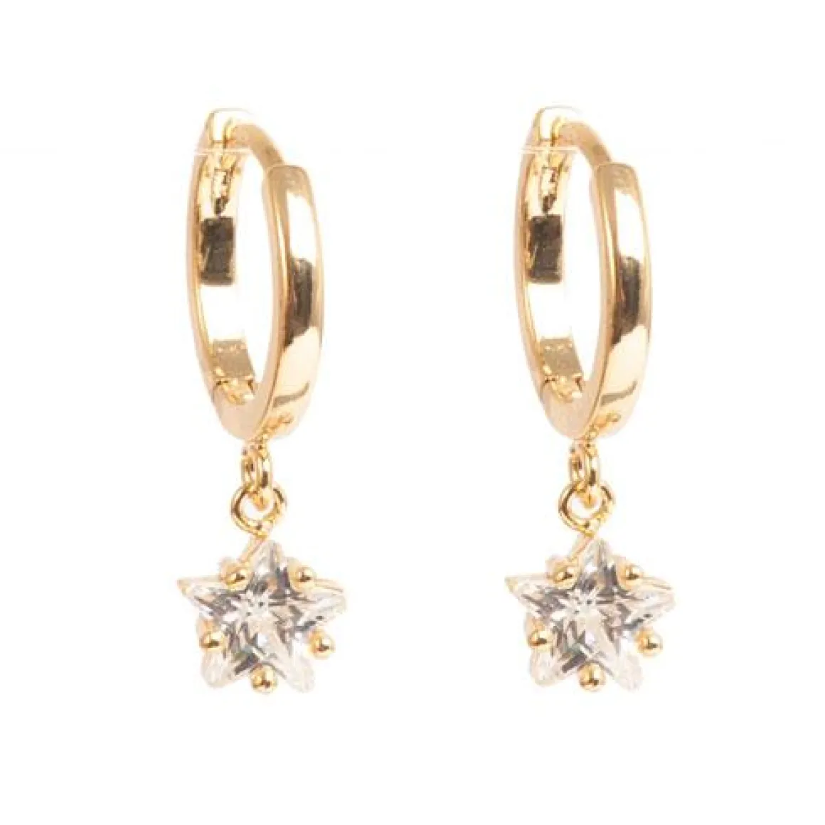 Øreringer med CZ, Gull